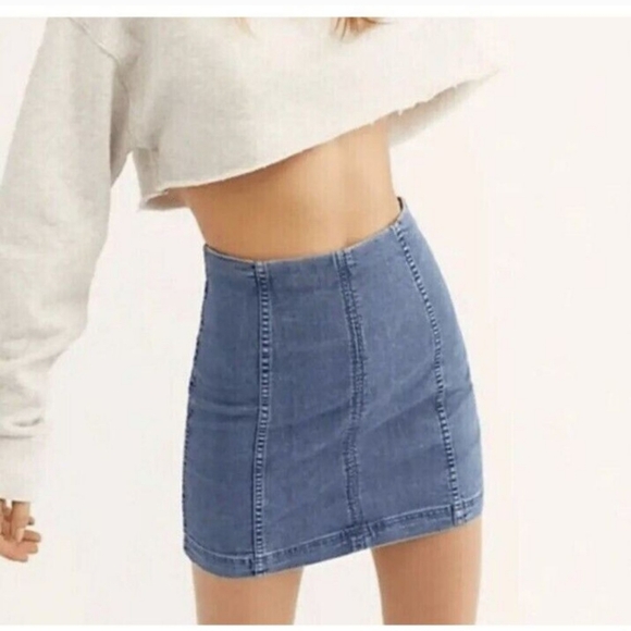 Free People | Modern Femme Denim Mini Skirt in Faded Indigo - Picture 1 of 5